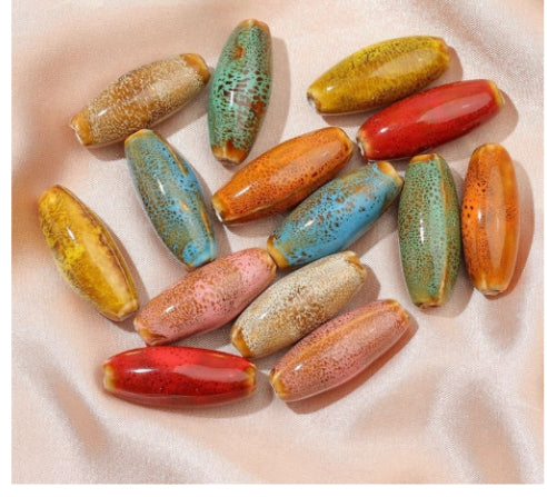 10 Pcs Large Ceramic Bullet Beads – Jewelry Making & Craft Supplies