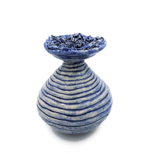 Textured Ceramic Bud Vase, Irregular Shape Handmade Stoneware Pottery, Unique Flower Vase Best Gifts For Him, Sculptural Boho Large Vase - Ceramica Ana Rafael