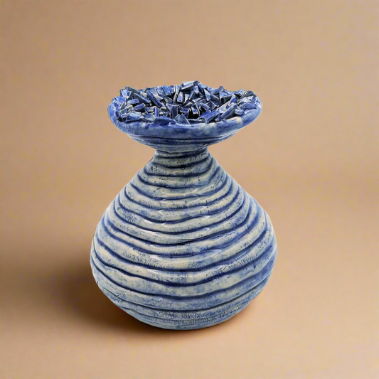 Textured Handmade Ceramic Bud Vase – Unique Irregular Stoneware Flower Vase