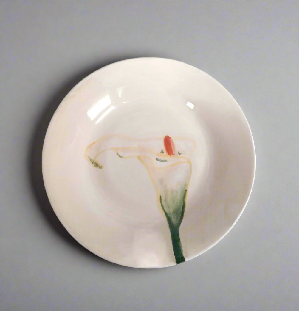 Handmade Ceramic Plate With Handpainted Calla Lily – Artisan Portuguese Serving Dish