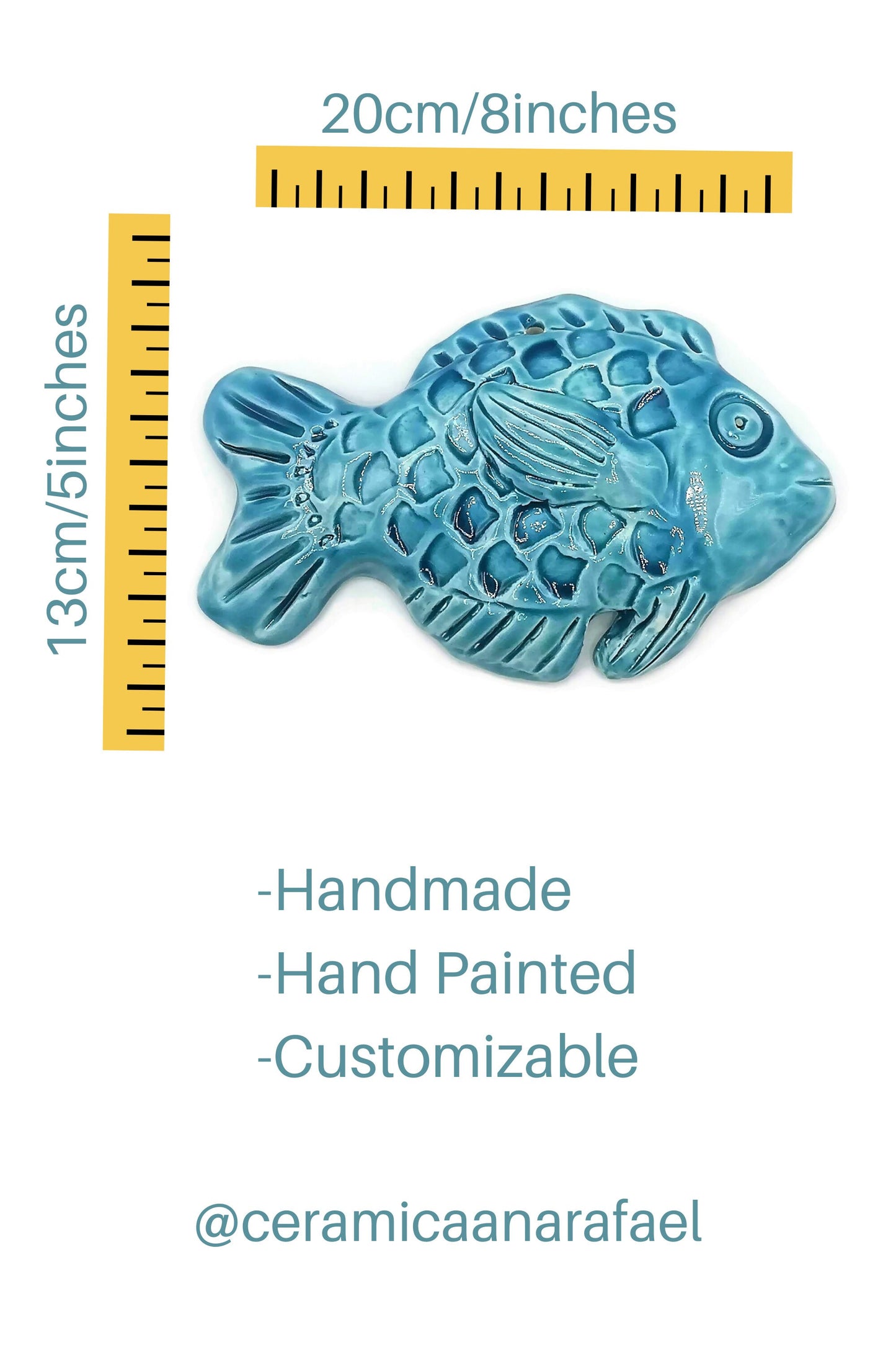 Handmade Ceramic Fish Wall Hanging, Hand Painted Colorful Artisan Pottery Wall Decor Beach Themed, Unique Ocean Wall Art For Home Decor - Ceramica Ana Rafael