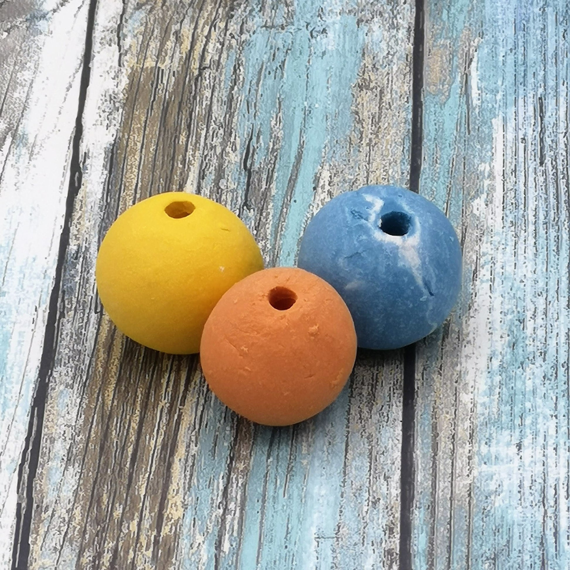 3Pc 25mm Handmade Ceramic Beads For Jewelry Making, Matte Beads For Crafts, Decorating, Macrame Beads Large Hole, Unique Mixed Clay Beads - Ceramica Ana Rafael