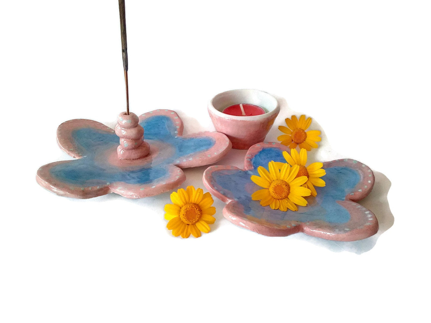 Cute Incense Holder, Handmade Ceramic Bowl Set 3Pcs, Tea Light Holder, Mothers Day Gift For Grandma, Plant Mom Birthday Gift From daughter, - Ceramica Ana Rafael