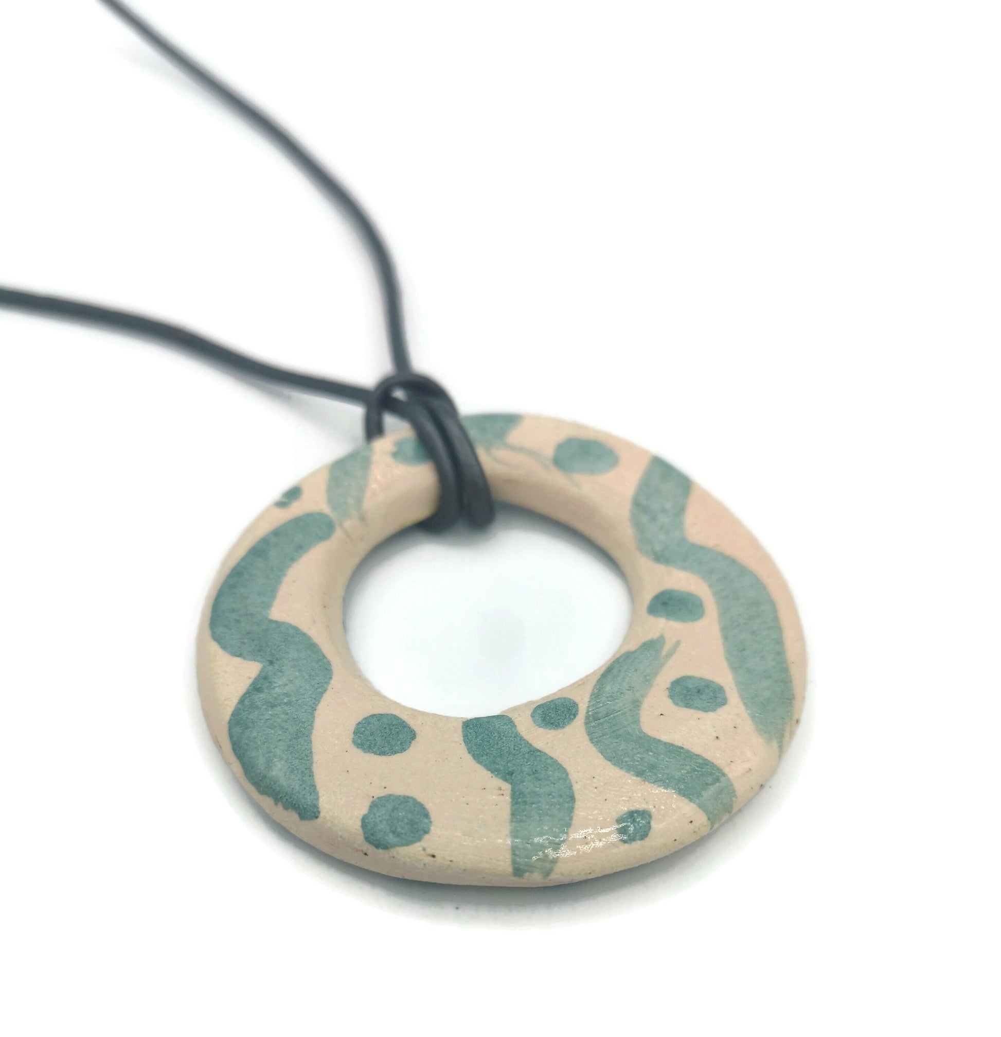 Jewelry Making Clay Charms, Geometric Pendant Necklace, Extra Large Circle Pendant Abstract - Ceramica Ana Rafael