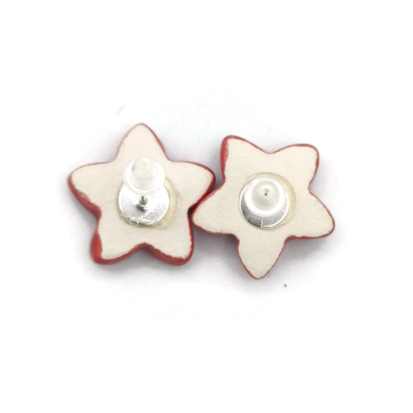 Handmade Red Star Stud Earrings Fo Women, Ceramic Jewelry Mothers Day Gift From Daughter, Statement Earrings Best Gifts For Her - Ceramica Ana Rafael
