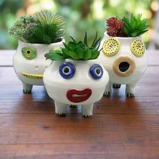 Cute Face Planter Pot - Modern Handmade Ceramic Head Vase | Unique Indoor Planter for Housewarming Gifts & Funny Plant Holder