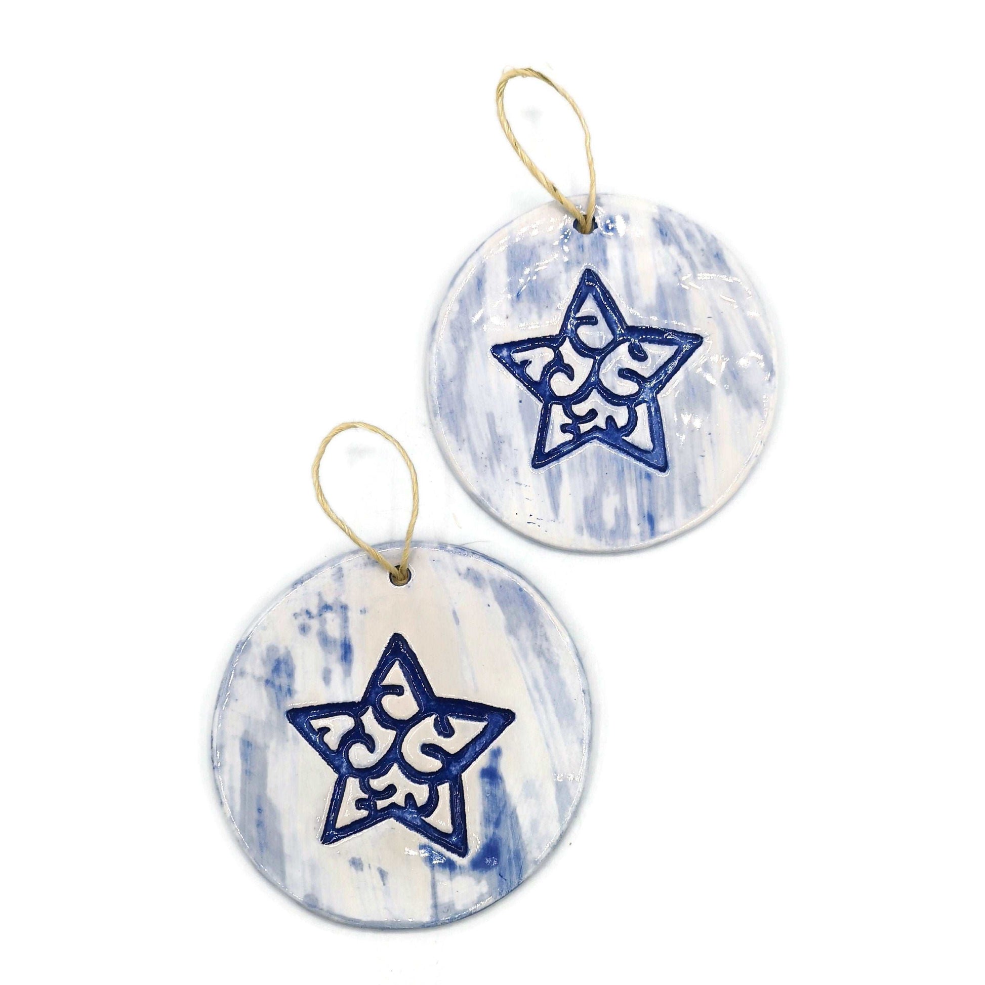 1Pc Blue Star Ornament, Ceramic Wall Hanging, Celestial Wall Decor, Christmas Decoration Trending Now, Best Sellers Handmade Wall Art
