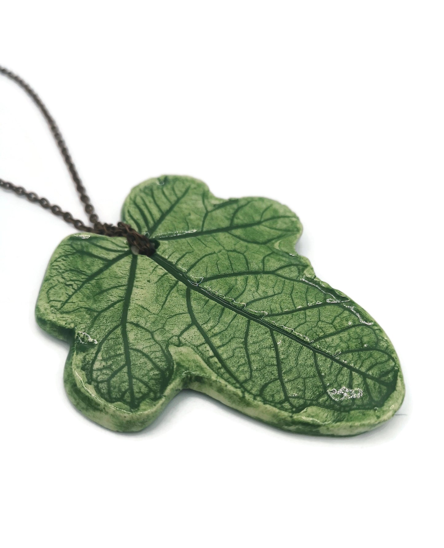 Handmade Ceramics Leaf Necklace Pendant For Jewelry Making, Trending Now, Best Sellers Unique Jewelry Clay Charms For Statement Necklace - Ceramica Ana Rafael