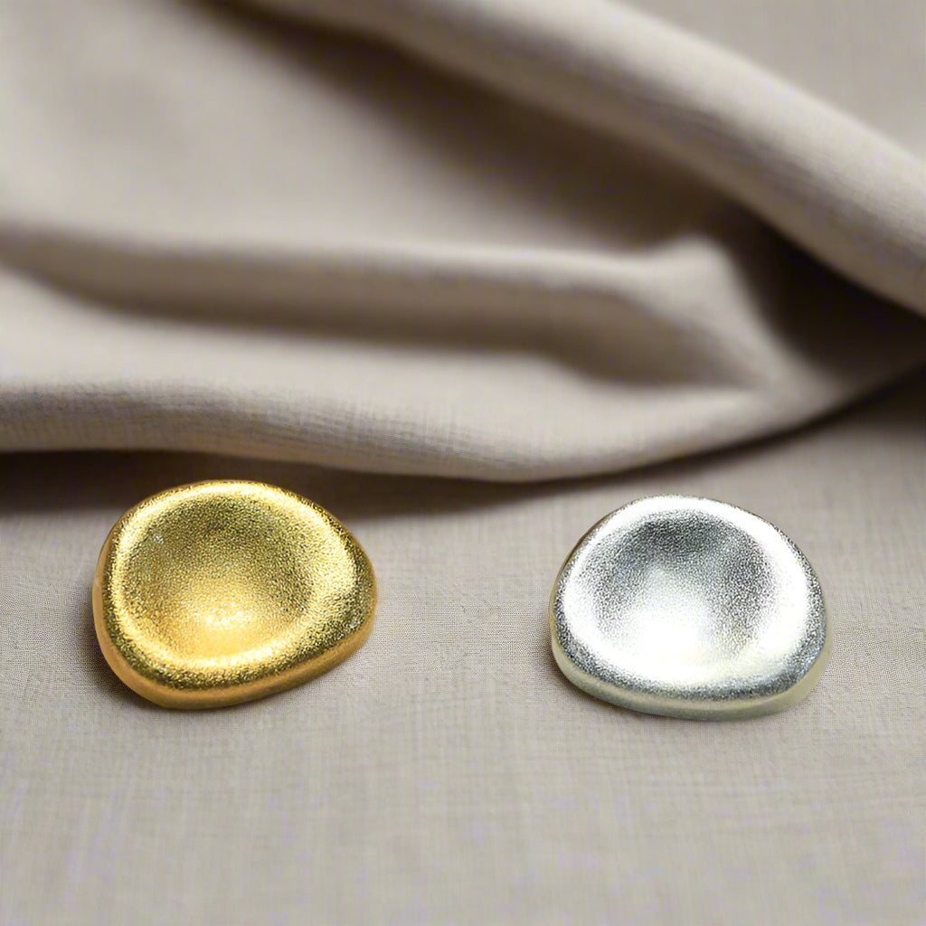 Large Metal Alloy Shank Buttons - Gold or Silver, Unique Organic Shape | Sold in Packs of 1 or 6