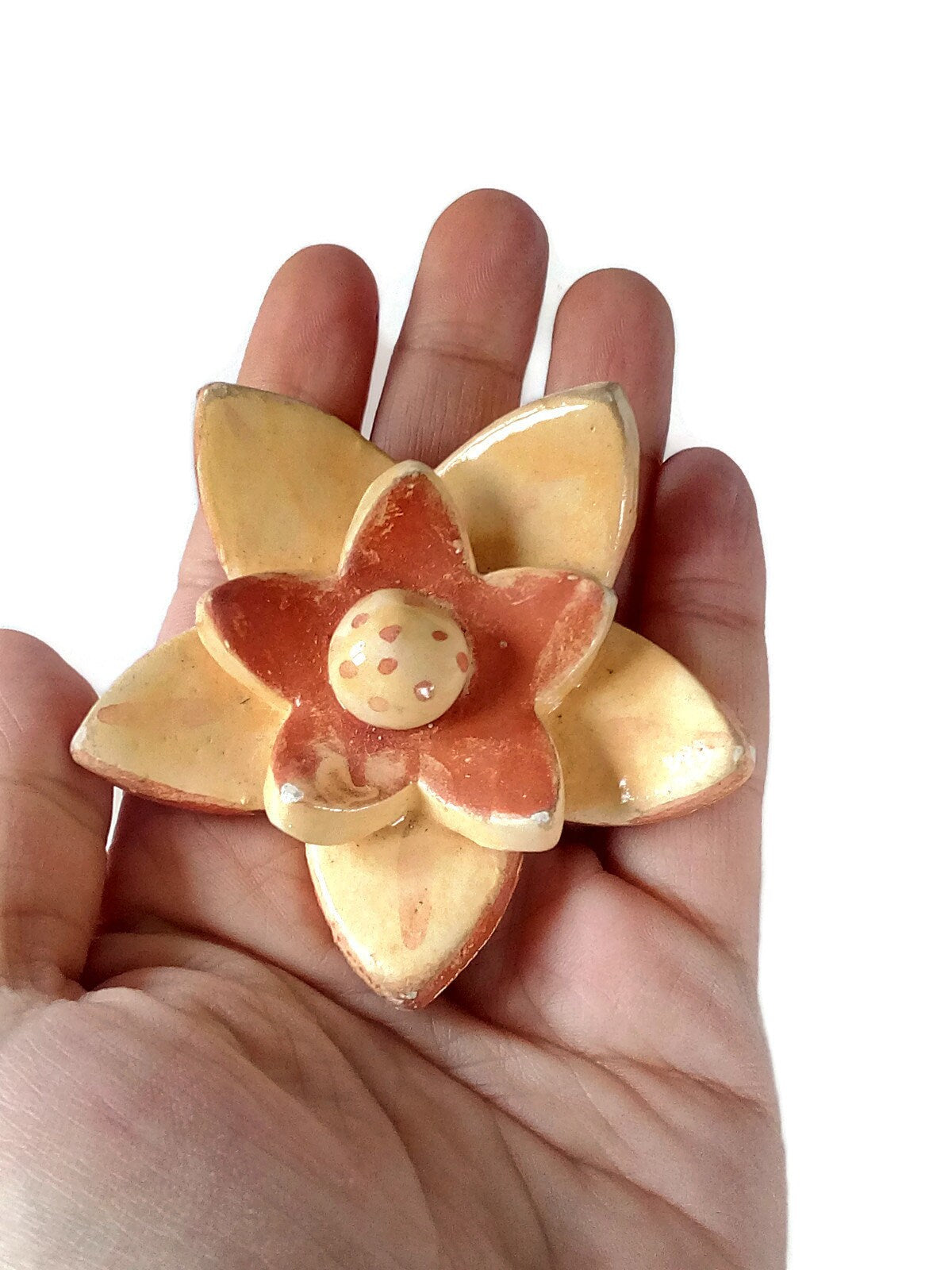 70mm Extra Large Flower Pendant For Jewelry Making, Handmade Ceramic Necklace Pendant, Unique Clay Charms Hand Painted - Ceramica Ana Rafael