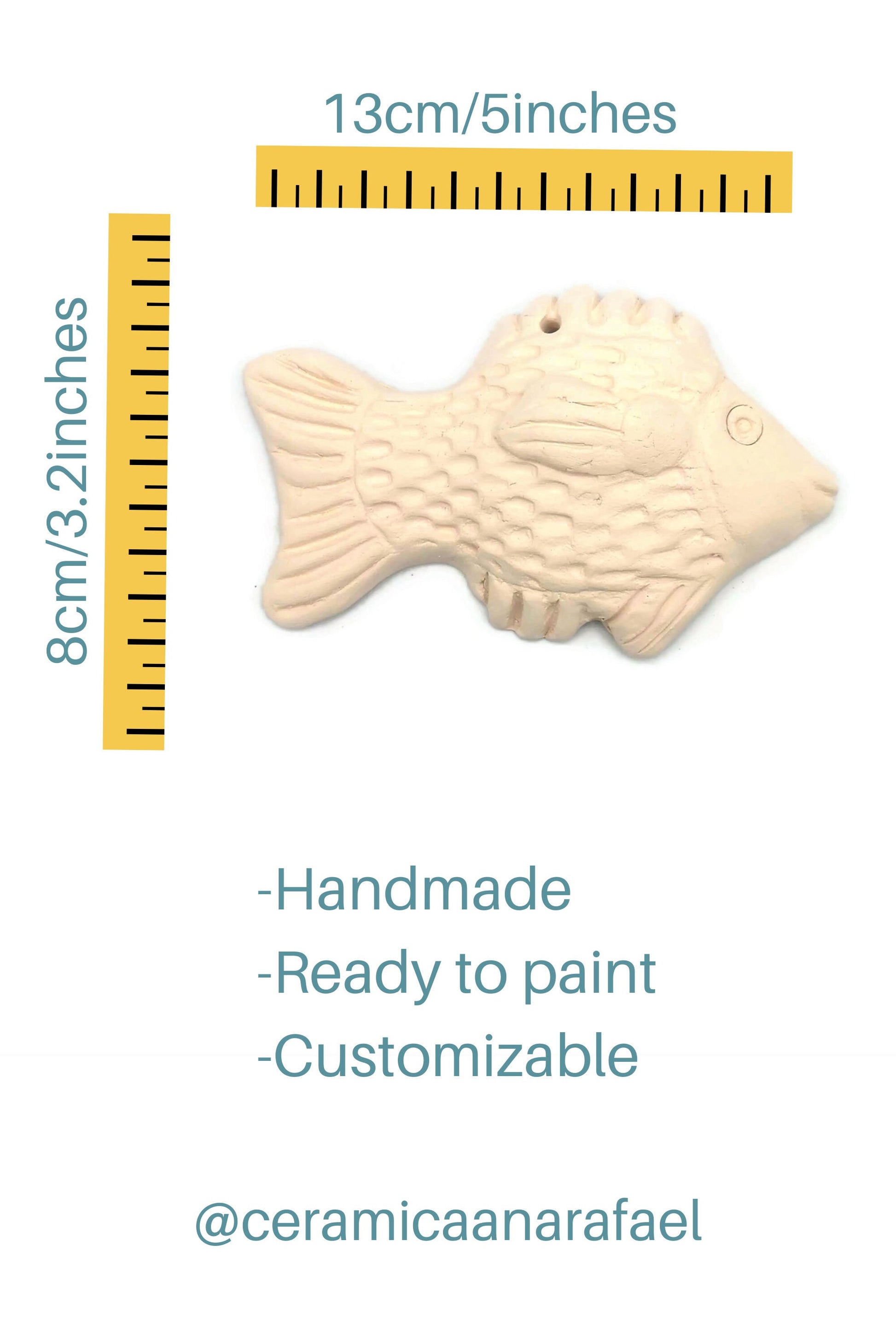 Handmade Ceramic Bisque Blank Fish Wall Hanging, Unpainted Artisan Pottery Wall Decor Beach Themed, Ocean Inspired Wall Art Ready To Paint - Ceramica Ana Rafael