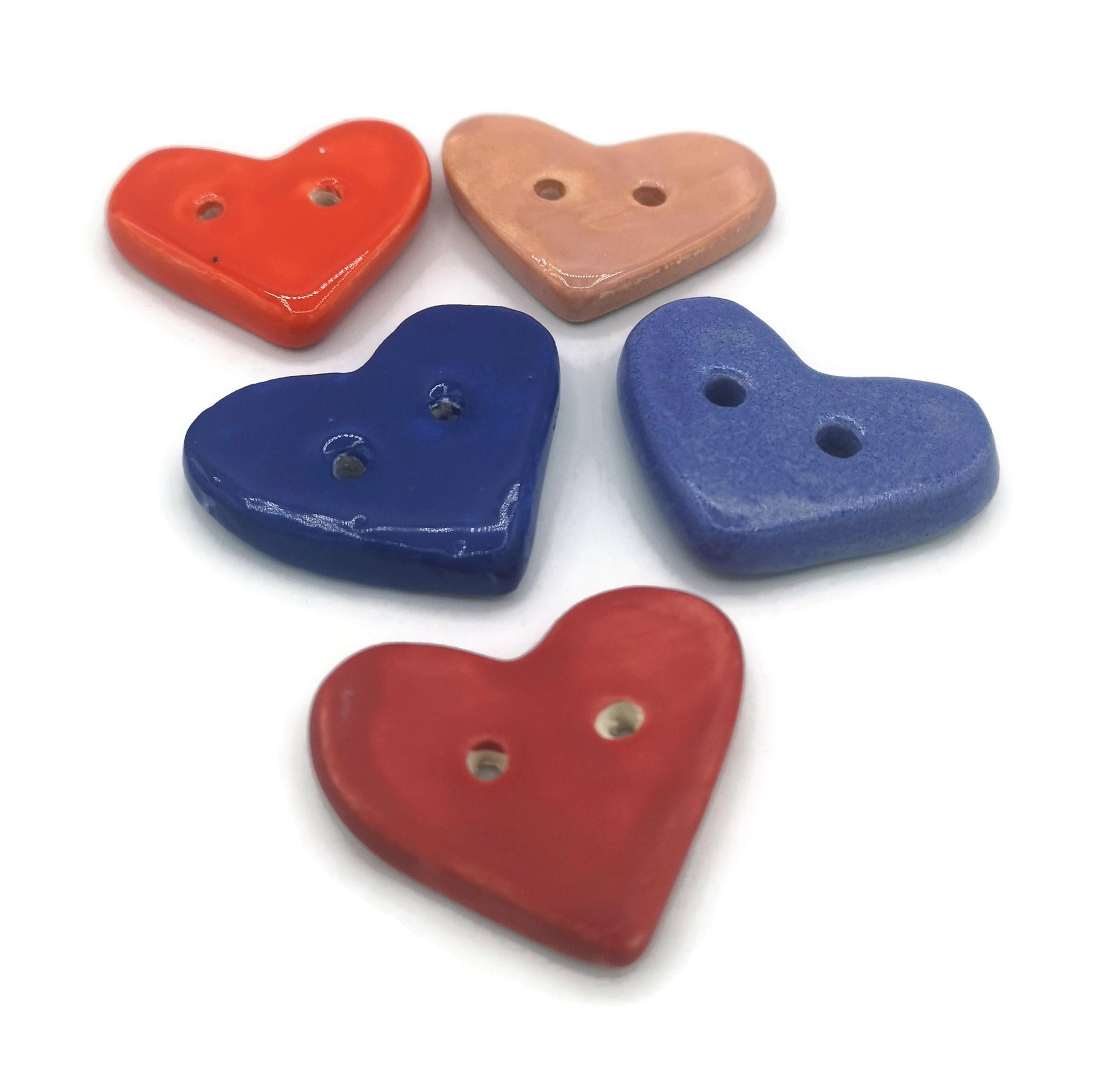 5Pc heart shaped sewing buttons, large buttons for sweater, handmade ceramic buttons for crafts, clay buttons, best seller blazer buttons - Ceramica Ana Rafael