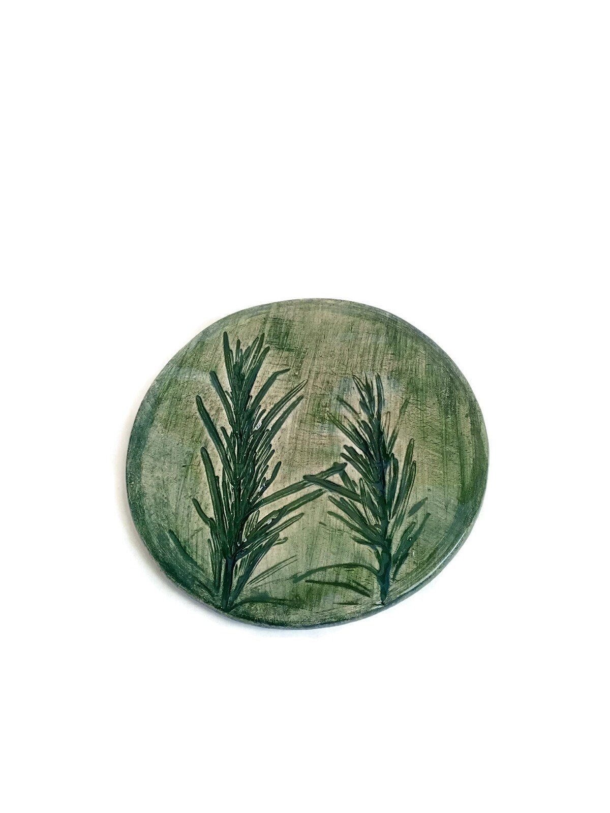 1Pc Handmade Ceramic Rustic Coasters Tile With Cork Back, Mothers Day Gift Idea, Botanical Round Coasters For Plant Lovers Artisan Pottery - Ceramica Ana Rafael