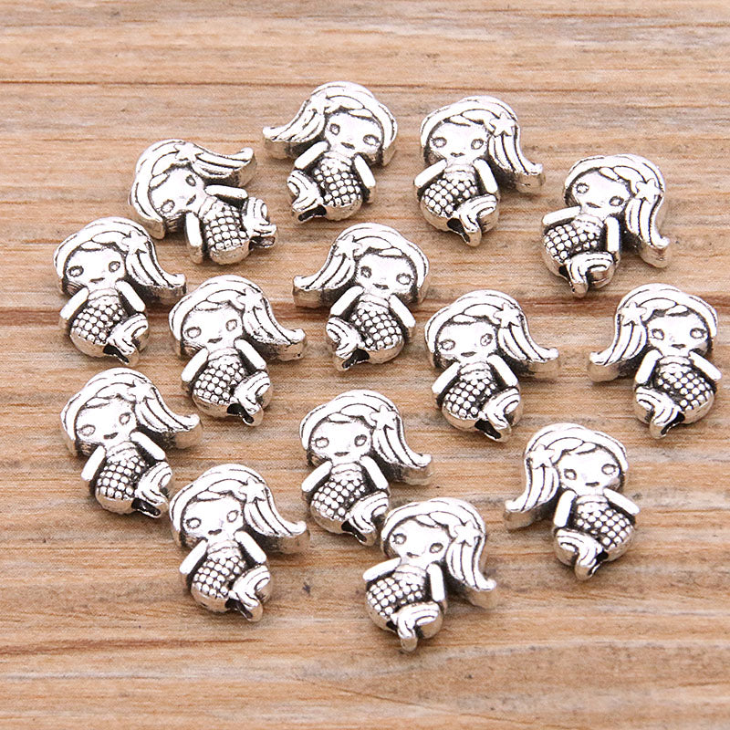 30 Sea Life Metal Beads – Mermaid, Turtle, Dolphin & Nautical Charms