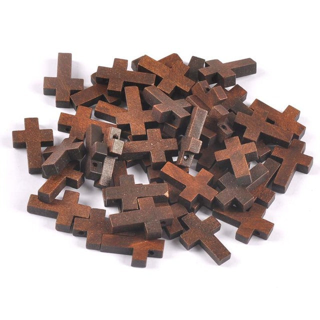 50 Wooden Cross Charms 22mm – Christian Jewelry Making Supplies