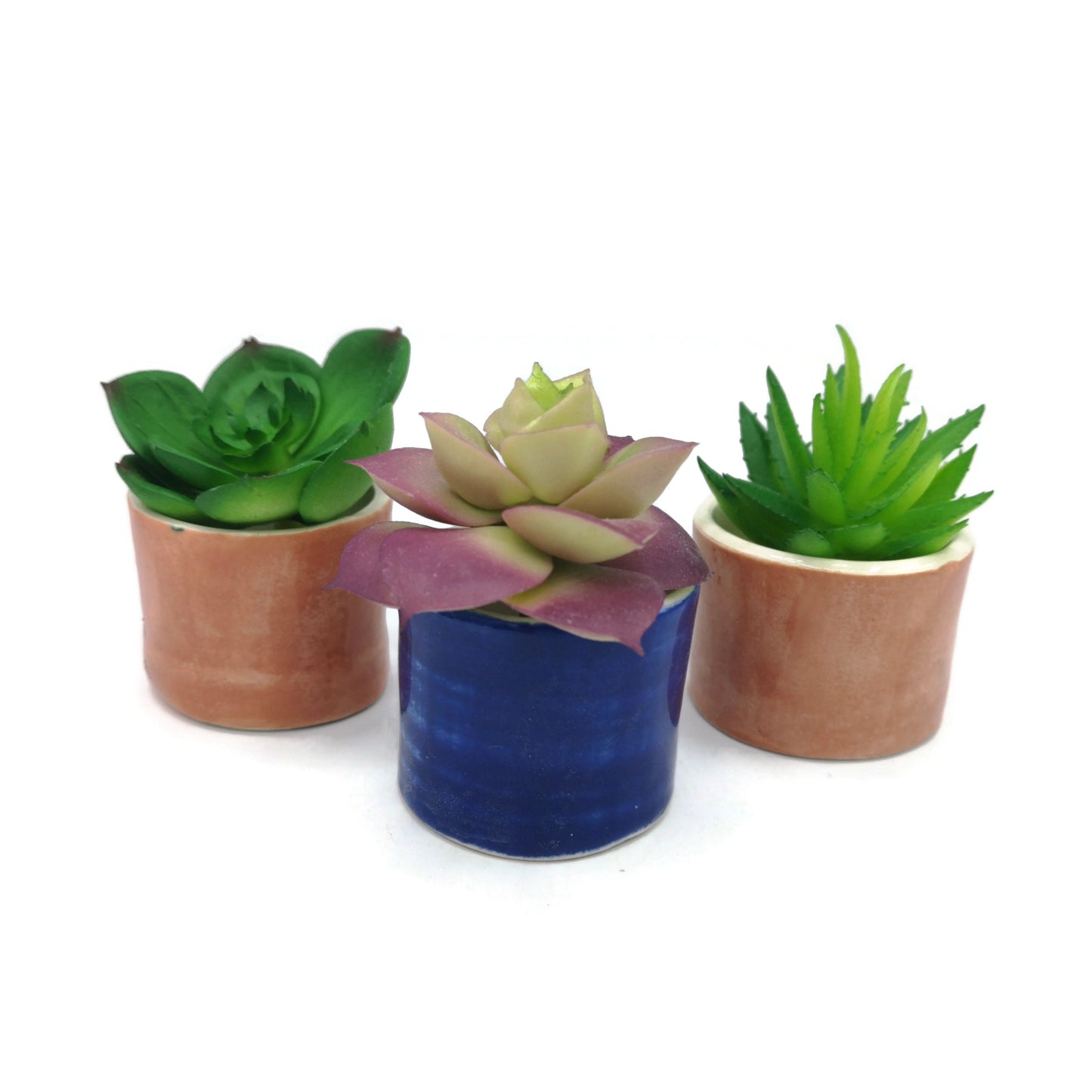 3Pc Small Succulent Pot, Office Desk Accessories for Women Gift Set, Small Planter Handmade Ceramic Vase, Sister Birthday Gifts Ideas - Ceramica Ana Rafael