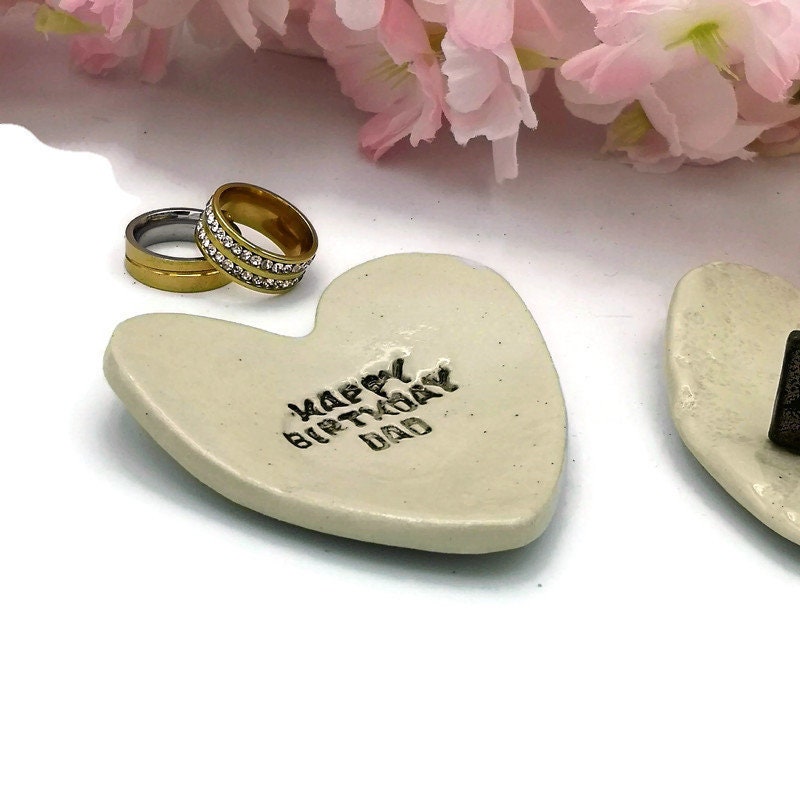 Handmade Ceramic Ring Holder Heart Shaped, Clay Trinket Dish, Step Dad Gift From Son, Ring Dish Trending Now, Best Seller Dad Birthday Gift - Ceramica Ana Rafael