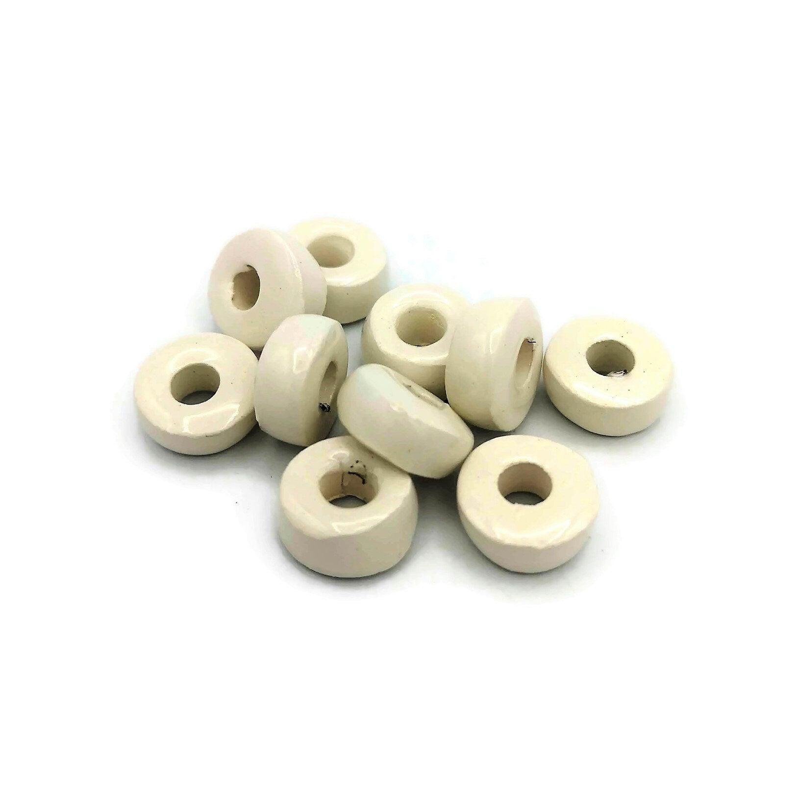 10Pc Ceramic Macrame Beads With Large Hole For Jewelry Making, Coral Pink Clay Tube Beads for Bracelets, Dreadlock Beads Braid Accessories - Ceramica Ana Rafael
