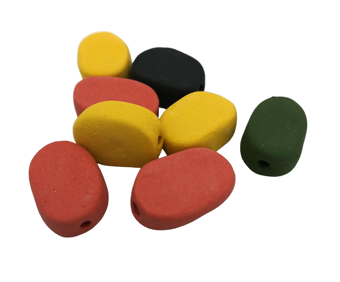 8 Stück 20 mm handgefertigte extra große ovale Keramikperlen zur Schmuckherstellung, verschiedene bunte Makramee-Perlen, großes Loch 2 mm, einzigartige Tonperlen