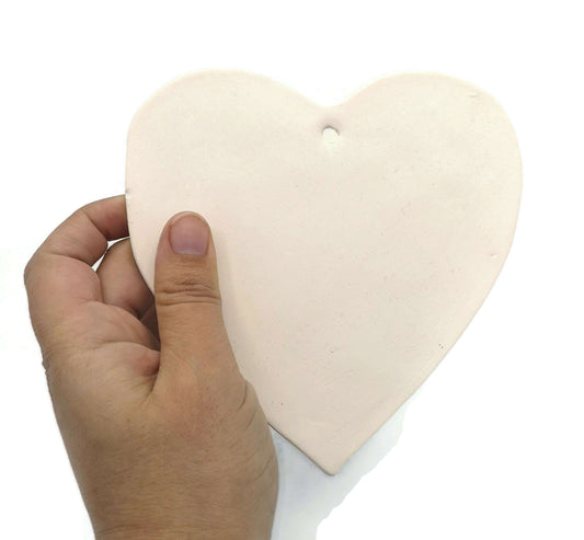 2Pc blank ceramic heart ornament, craft kits for adults, unpainted ceramic bisque ready to paint, best sellers cute DIY gifts for mom - Ceramica Ana Rafael