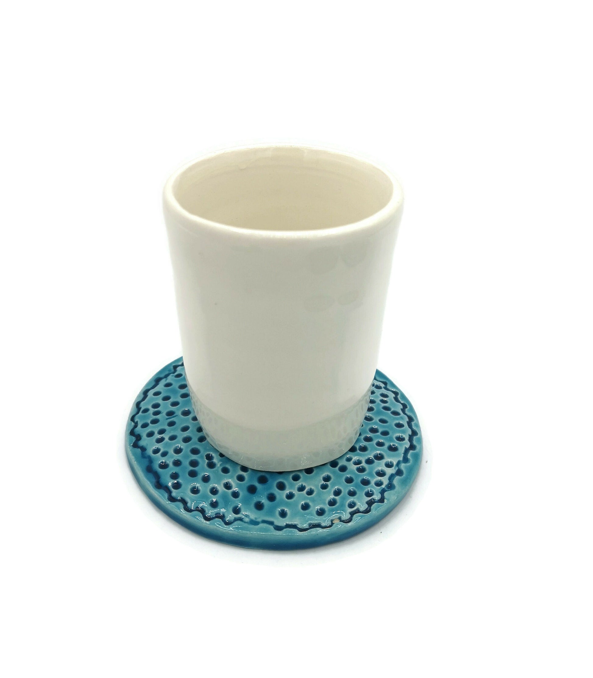 AESTHETIC CERAMIC COASTERS, Modern Round Office Coasters Handmade, Housewarming Gift First Home Clay Coasters - Ceramica Ana Rafael