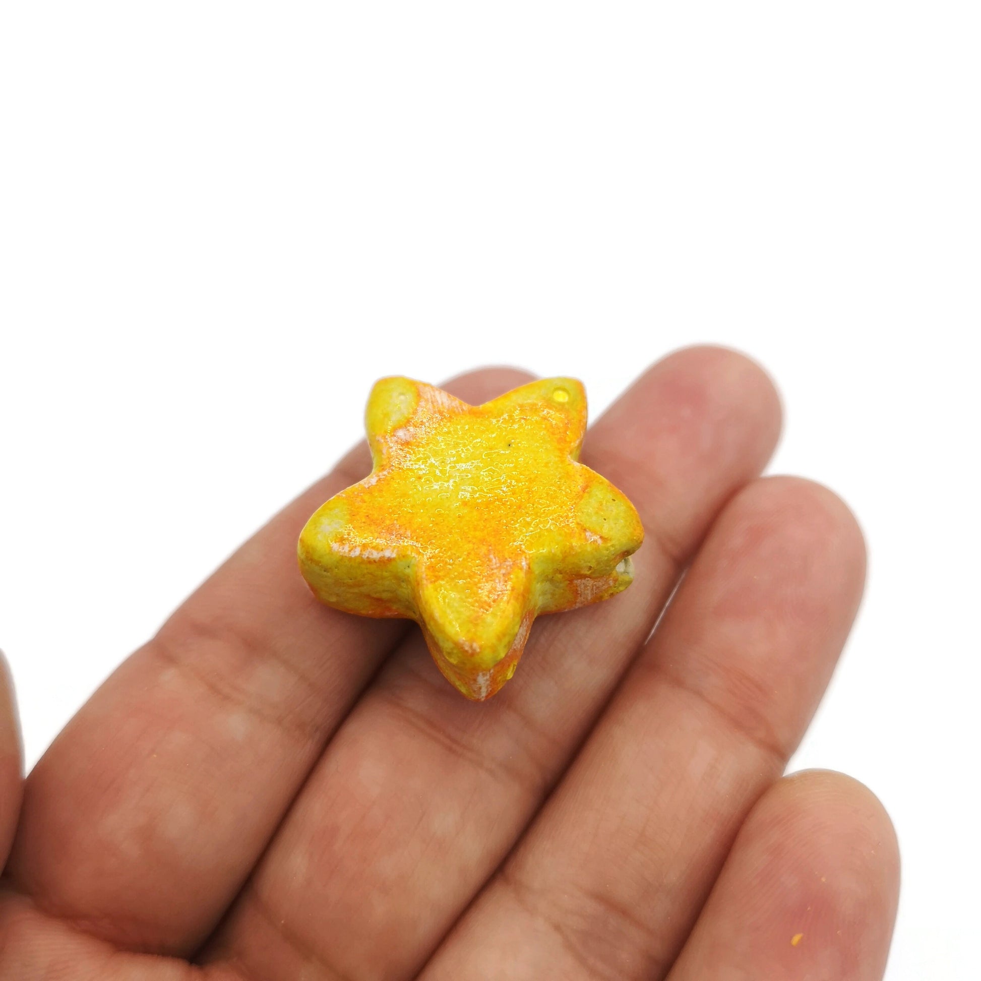 1Pc Handmade Ceramic Star Beads For Jewelry Making, Unique Clay Beads For Macrame, Large Beads, Unusual Porcelain Bead - Ceramica Ana Rafael