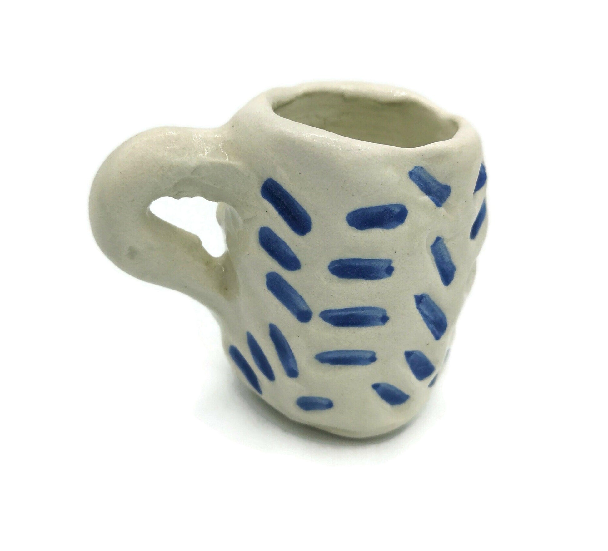 1Pc Handmade Ceramic Espresso Cup White and Blue, Funny Shot Glass Fathers Day Gift From Daughter, Mug Birthday Step Dad Gift Best Sellers - Ceramica Ana Rafael