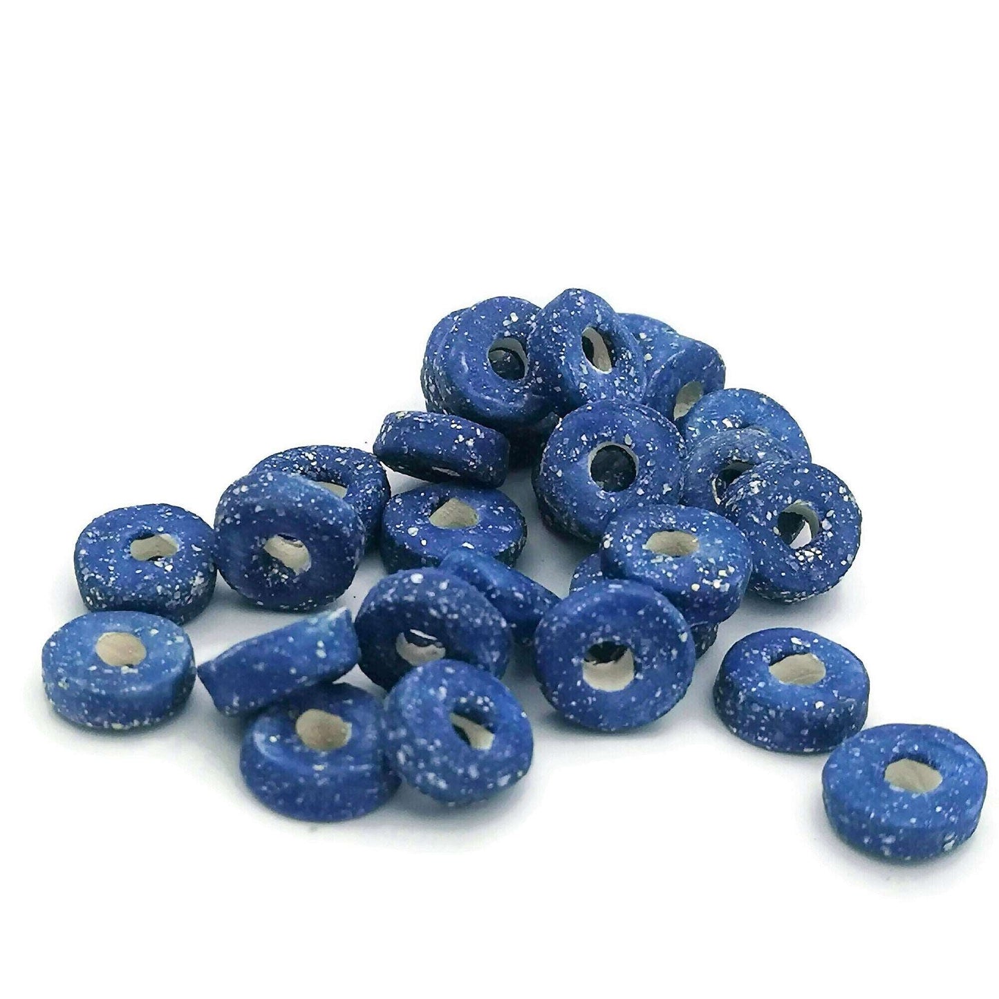 3 Pcs Clay Beads Large Hole, Handmade Ceramic Beads Jewelry Making, Unique Donut Bead Unusual, Porcelain Dreadlock Beads - Ceramica Ana Rafael