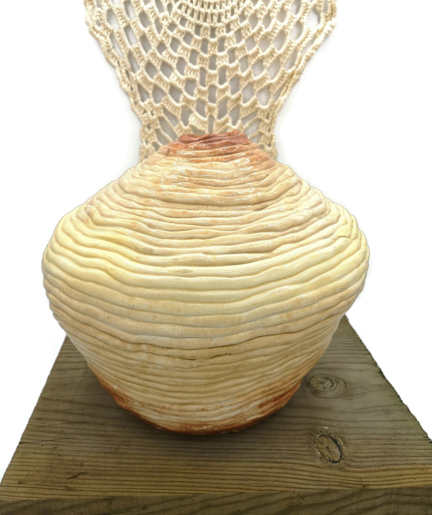 Handmade Tall Ceramic Vase, Sculptural Bud Vase With Antique Look, Art Decor Unique Wedding Gift For Couple, Large Floor Vase Textured - Ceramica Ana Rafael