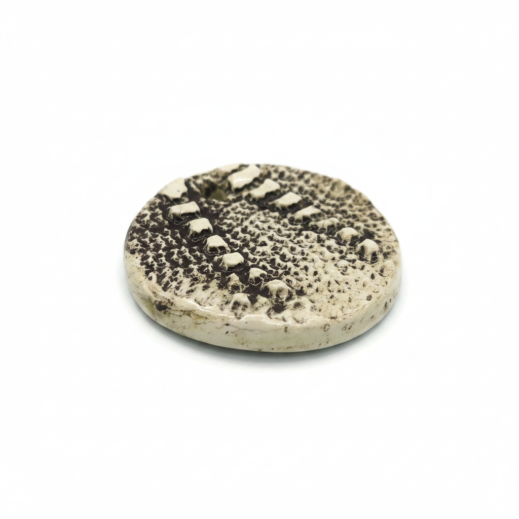45mm handmade ceramic pendant with lace texture