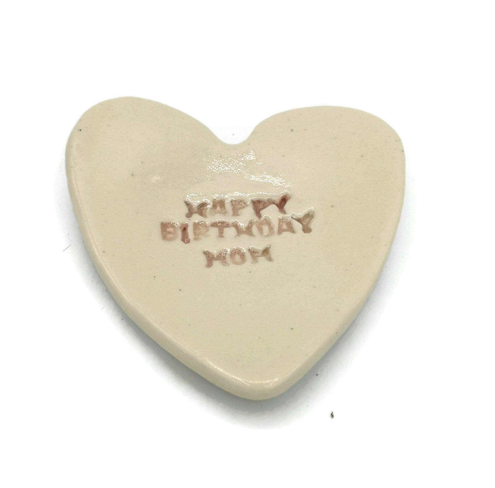 Ring Dish Heart Shaped, Mom Birthday Gift From Daughter, Happy Birthday Plate Handmade ceramics, Step Mom Gift - Ceramica Ana Rafael