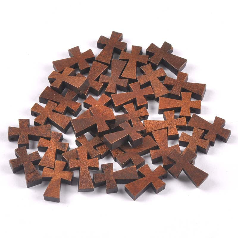 50 Wooden Cross Charms 22mm – Christian Jewelry Making Supplies