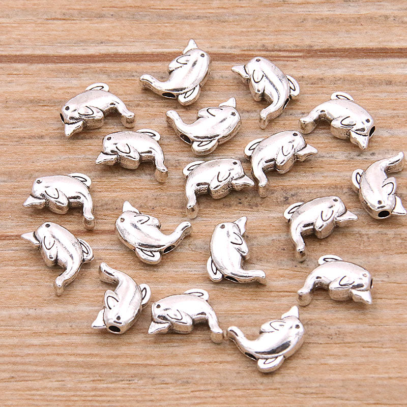 30 Sea Life Metal Beads – Mermaid, Turtle, Dolphin & Nautical Charms