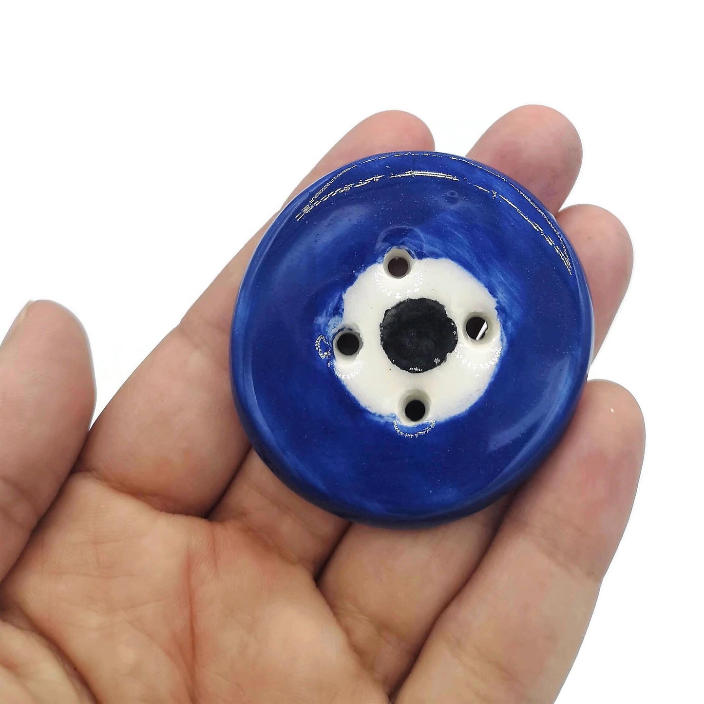 Evil Eye Buttons, 1 Pc Sewing Buttons Round Shape For Coat, Blouse & Crafts - Ceramica Ana Rafael