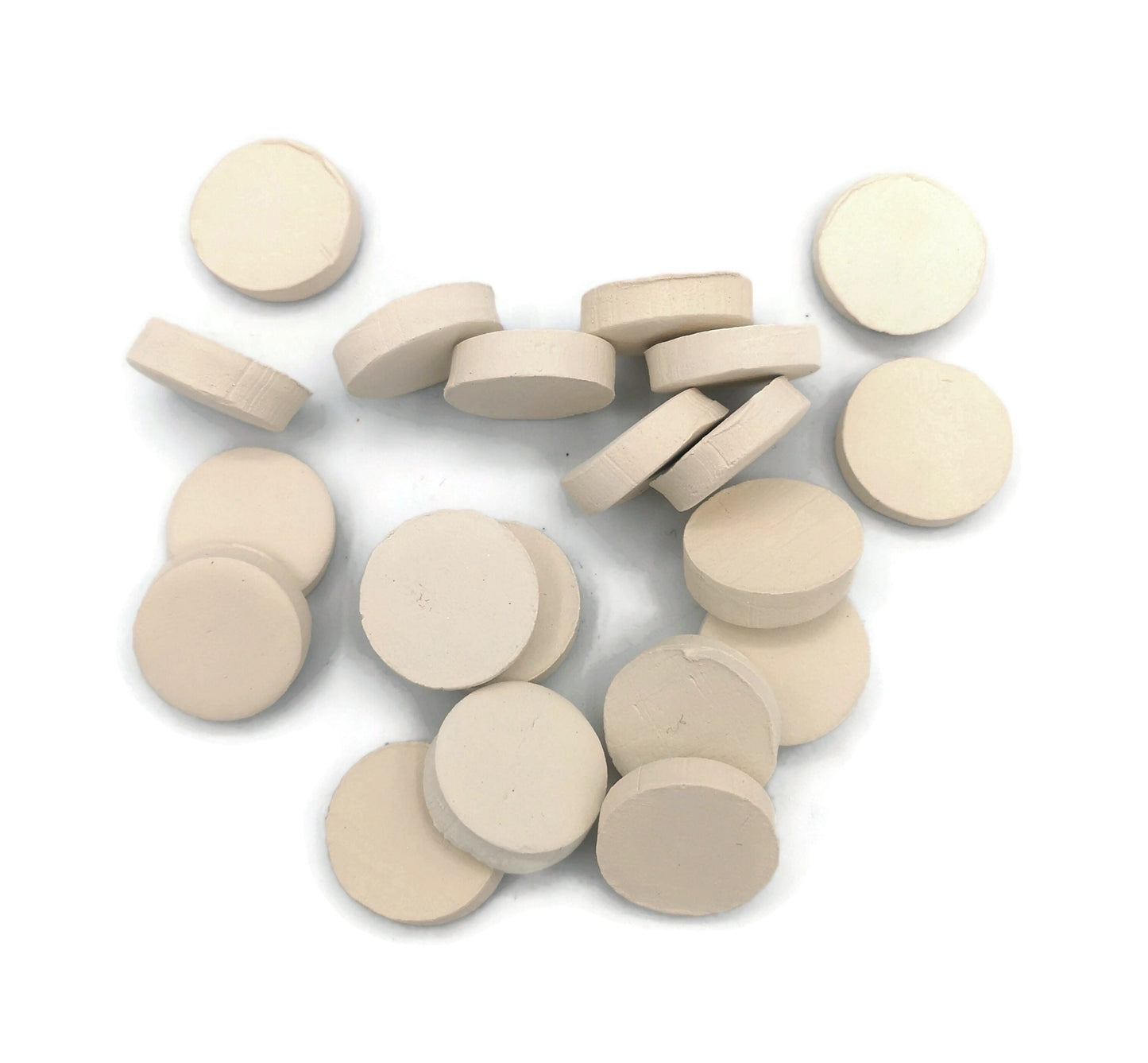 Small Ceramic Round Mosaic Tiles for Crafts, 20 Pcs Blank Tiles, Unpainted Ceramic Bisque Ready To Paint Tiny Tiles - Ceramica Ana Rafael
