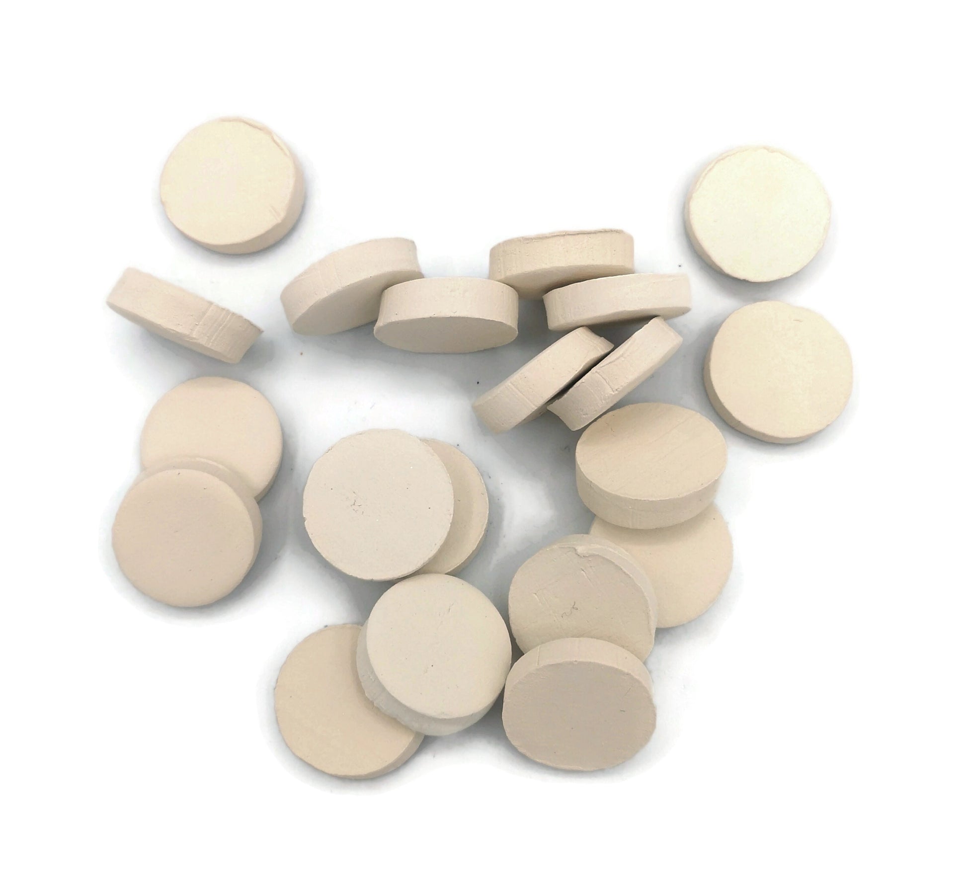 Small Ceramic Round Mosaic Tiles for Crafts, 20 Pcs Blank Tiles, Unpainted Ceramic Bisque Ready To Paint Tiny Tiles - Ceramica Ana Rafael