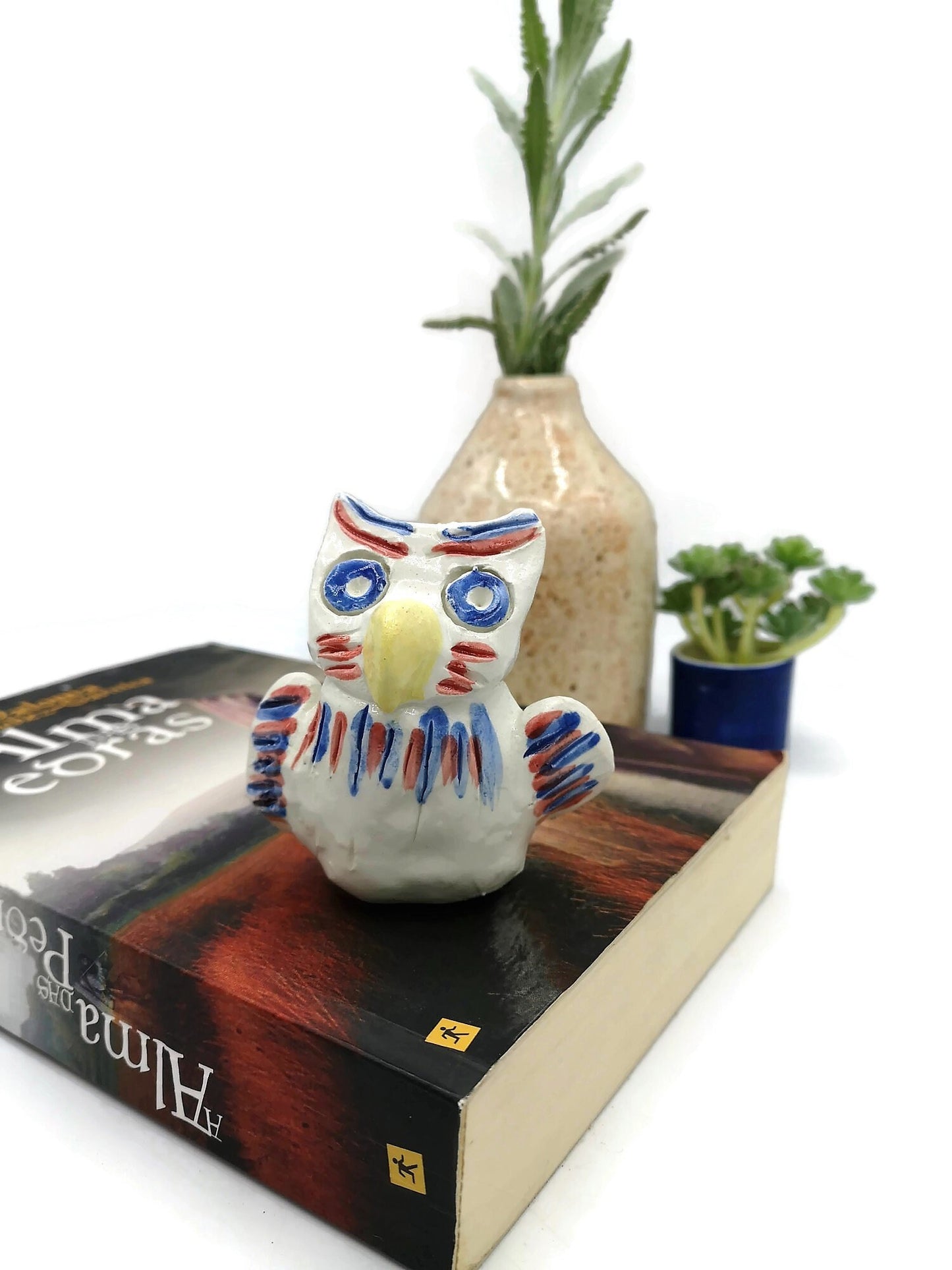 Ceramic Sculpture For Table, Owl Figurine Modern Clay Sculpture Graduation Gift, Housewarming Gift First Home, Bird Sculpture - Ceramica Ana Rafael