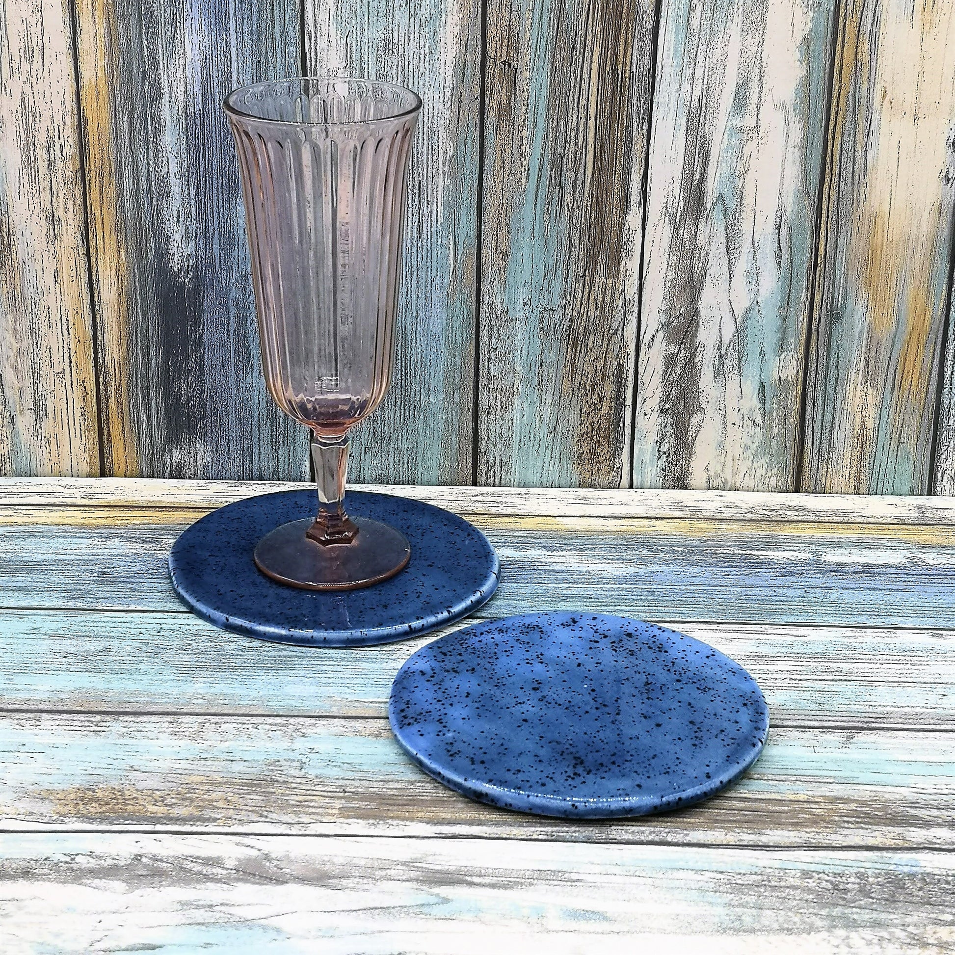 BLUE COASTERS, CERAMIC Coasters For Drinks, Office Desk Accessories For Men, Dad Birthday Gift From Daughter, Housewarming Gift First Home - Ceramica Ana Rafael