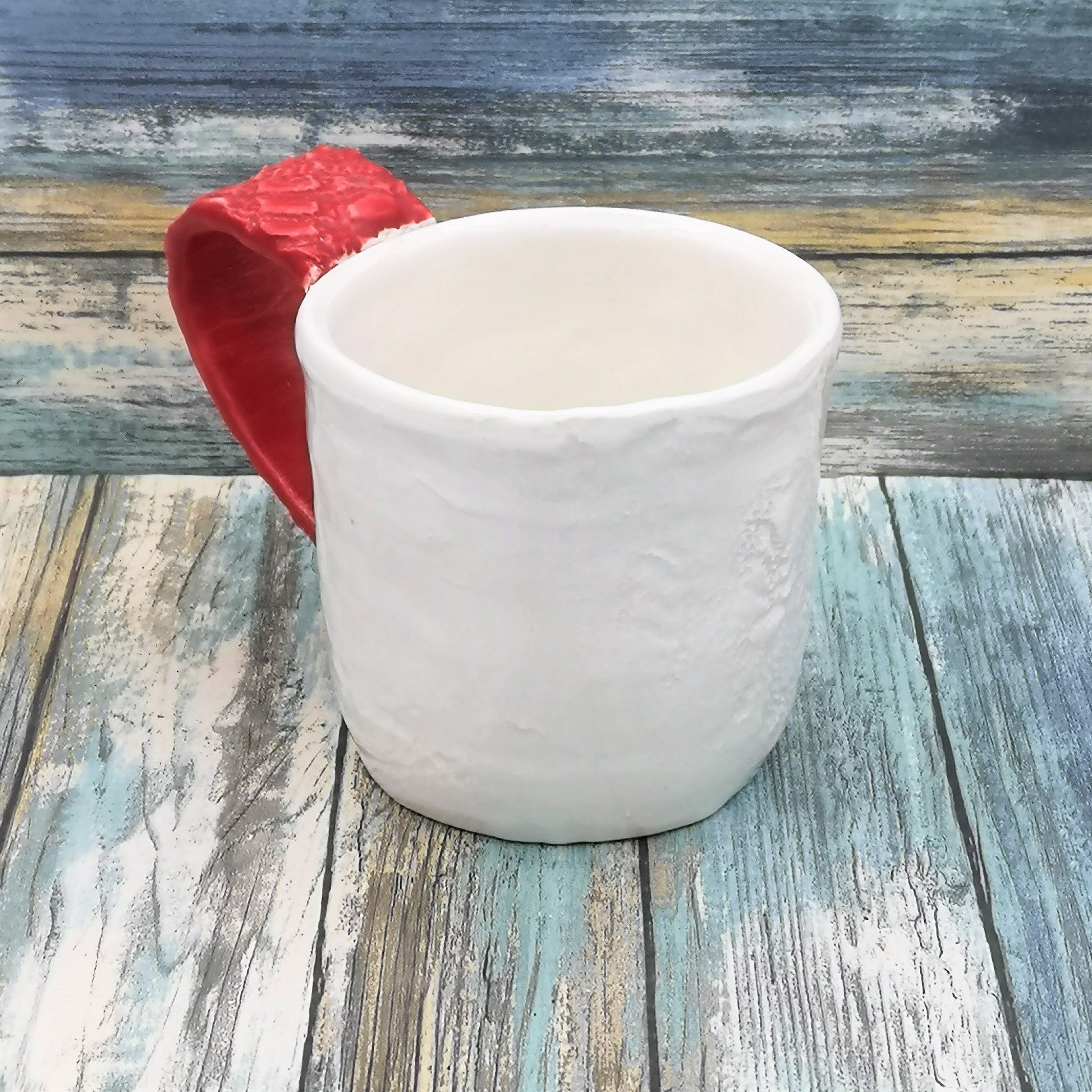 360ml/12oz Rustic Handmade Ceramic Mug Hand Painted Red And White, Large Pottery Coffee Mug, Best Gifts For Him, Coffee Lovers Gift For Her - Ceramica Ana Rafael