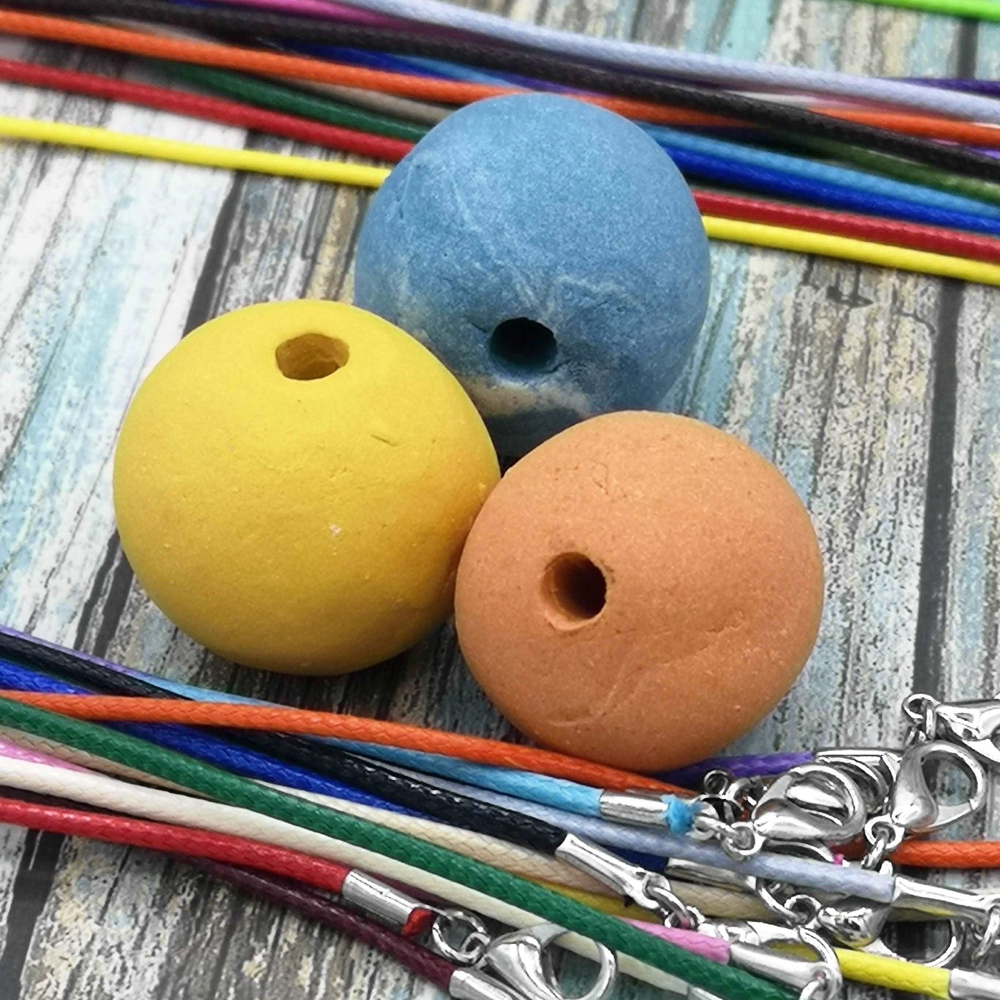 3Pc 25mm Handmade Ceramic Beads For Jewelry Making, Matte Beads For Crafts, Decorating, Macrame Beads Large Hole, Unique Mixed Clay Beads - Ceramica Ana Rafael