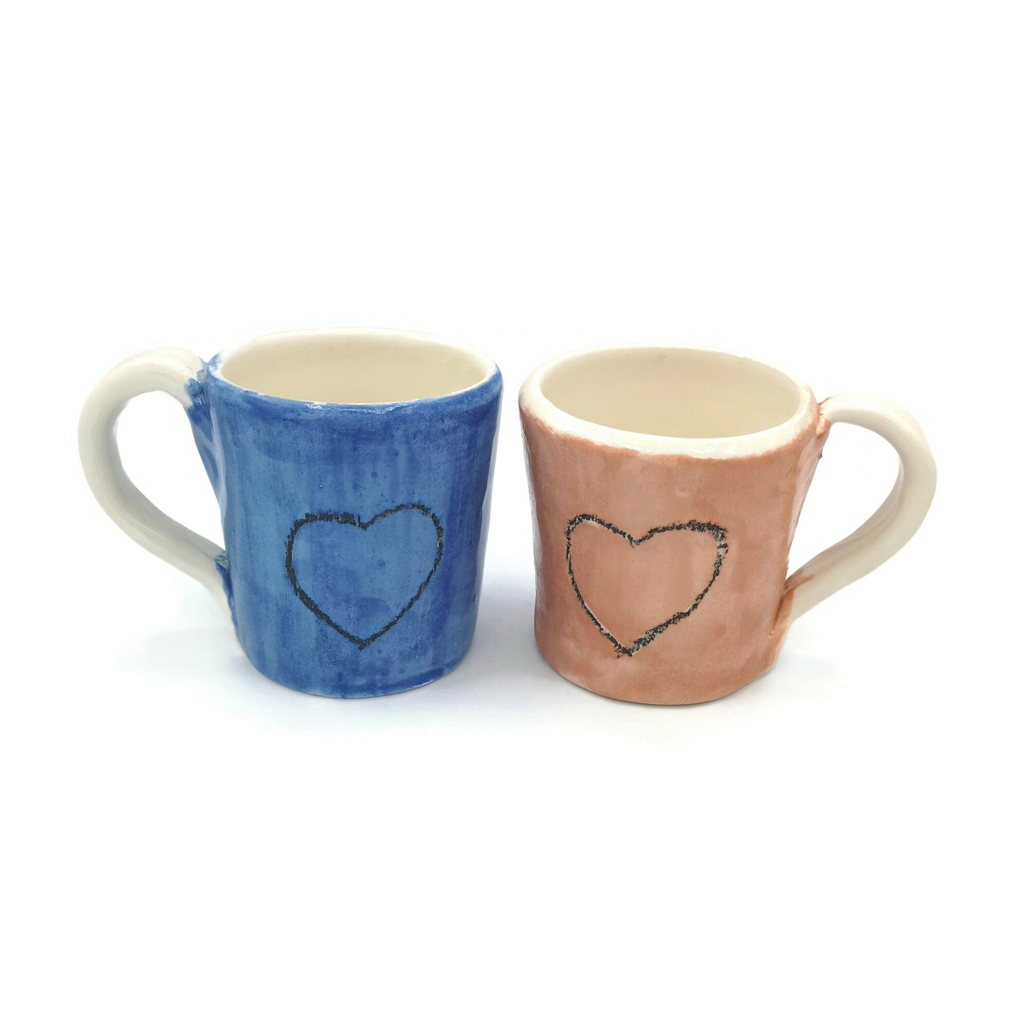 Coffee Mug Set Of 2 Heart Mug, Handmade Ceramic Mug Best Friend Gift, 9 Years Anniversary Gifts For Couple, Pottery Mug - Ceramica Ana Rafael
