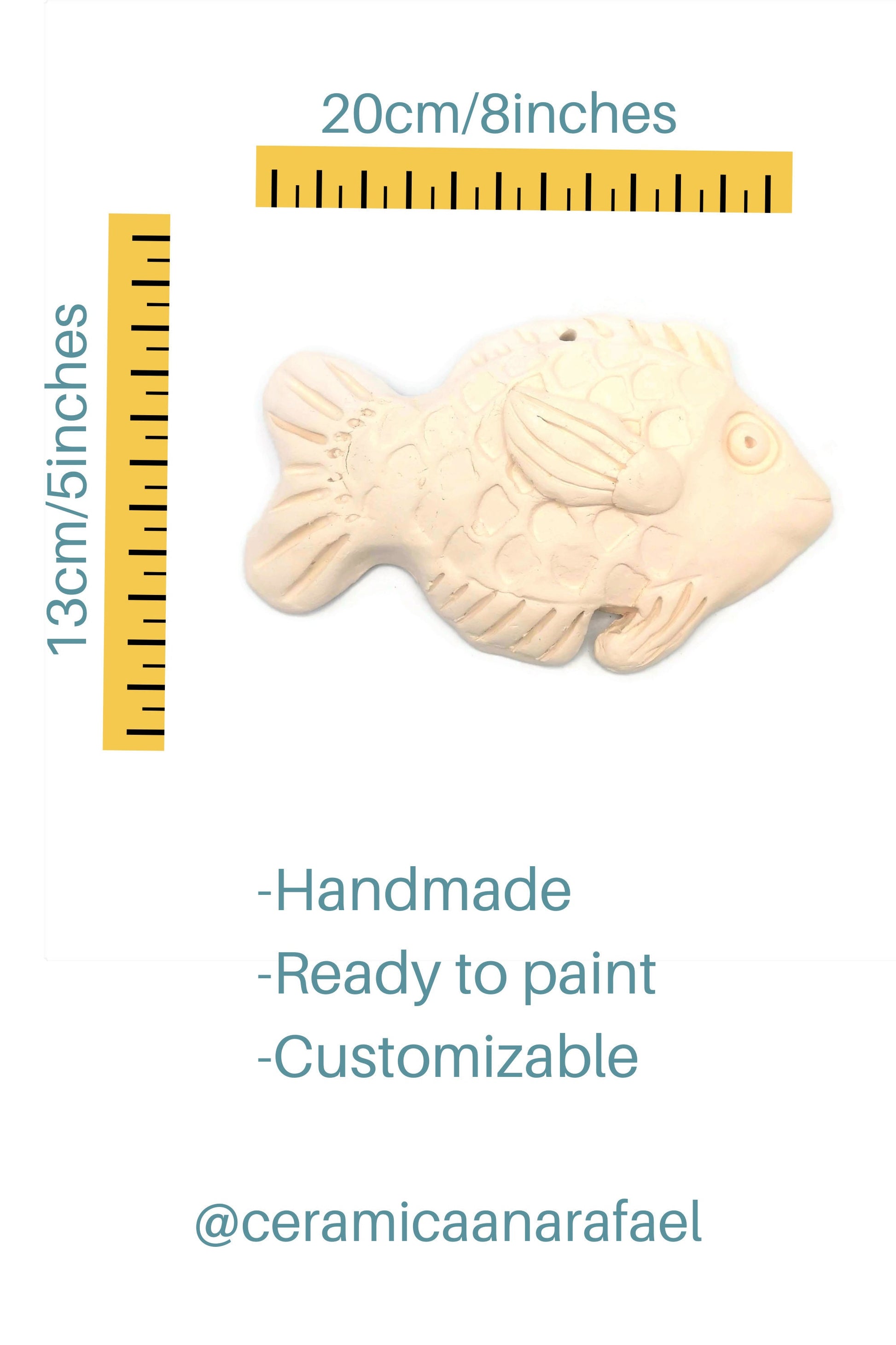 Handmade Ceramic Fish, Bisque Blank Wall Hanging, Unpainted Artisan Pottery Wall Decor Beach Themed, Ocean Inspired Wall Art Ready To Paint - Ceramica Ana Rafael