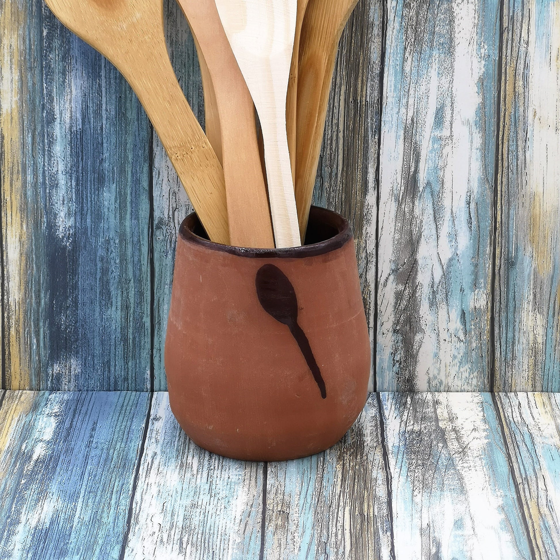 CERAMIC UTENSIL HOLDER, House Warming Gifts, Modern Terracotta Ceramic Large Utensil Kitchen Holder Vase, Custom Utensil Organizer - Ceramica Ana Rafael