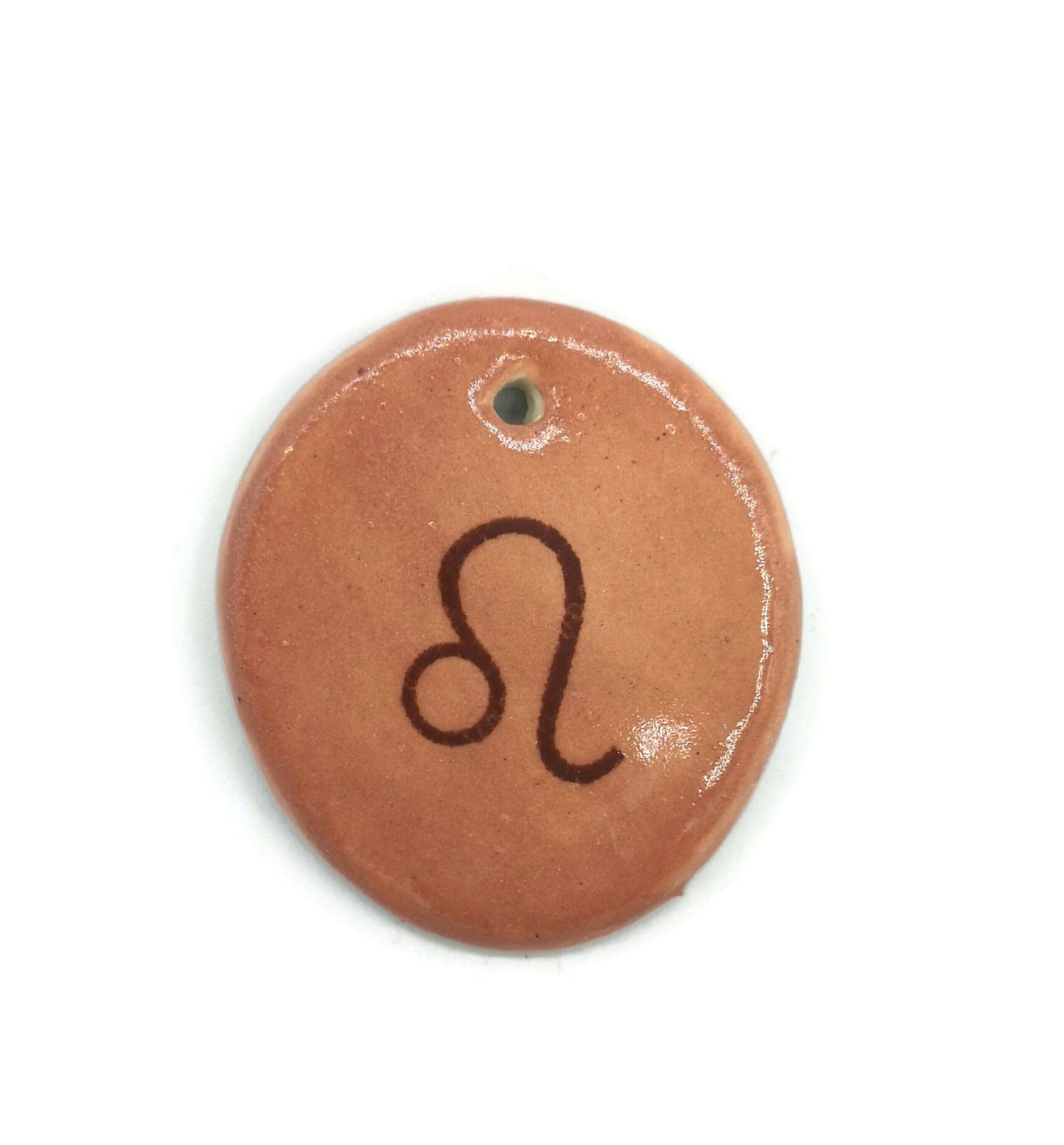 Leo pendant for necklace, large zodiac pendant, ceramic pendant for jewelry making supplies, DIY gifts for mom, oval pendant no chain, best - Ceramica Ana Rafael