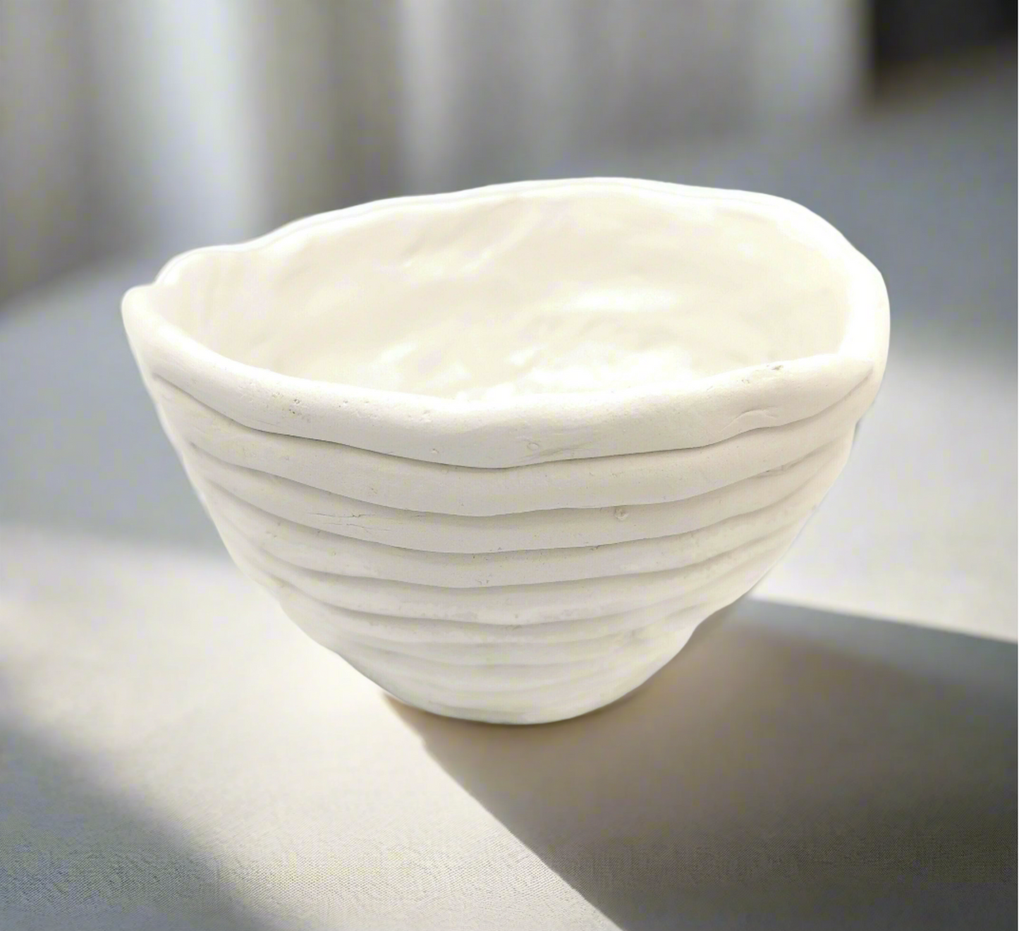 Handmade Ceramic White Bowl Candle Holder – Decorative Office Desk Accessories