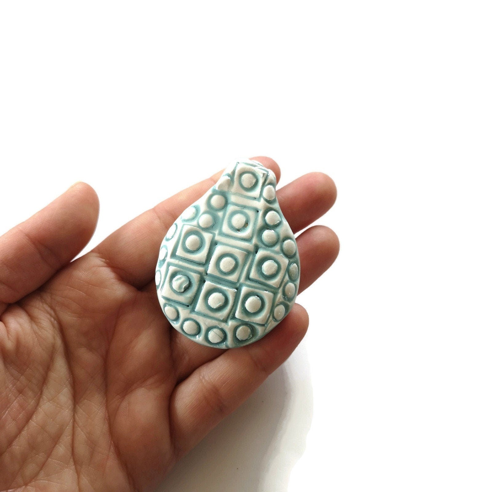 Unique Jewelry Clay Charms For Jewelry Making, Handmade Ceramics Extra Large Pendant Necklace Gift For Mom, Best Sellers Turquoise Pendant - Ceramica Ana Rafael