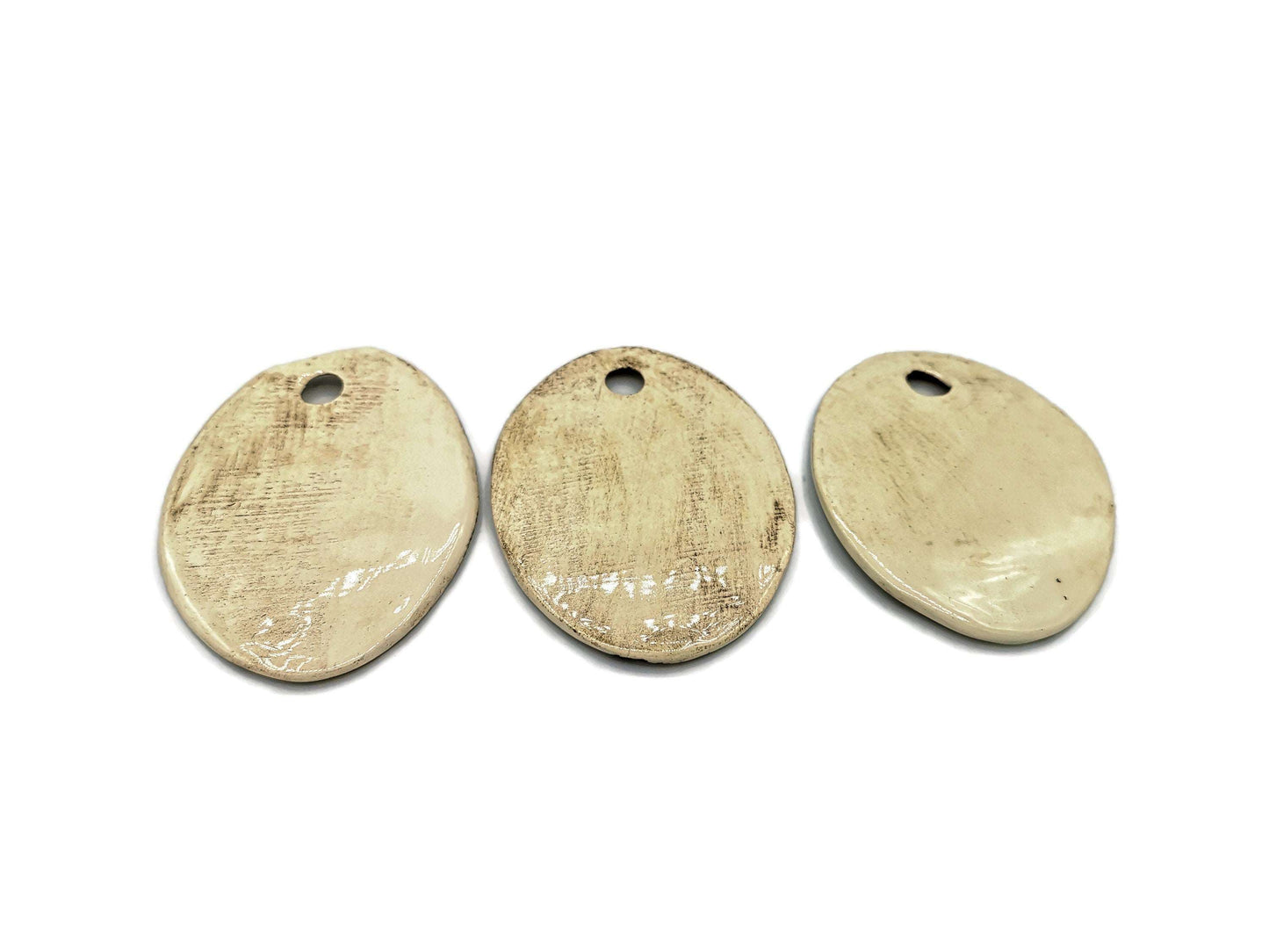 1Pc 85mm Extra Large Handmade Ceramic Necklace Pendant for Jewelry Making, Rustic Pressed Sage Leavf Jumbo Clay Charm For Eclectic Fashion