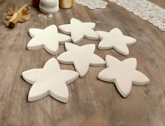6Pc 45mm Small Ceramic Tiles Star Shaped, Tiny Mosaic Tiles For Crafts, Unpainted Ceramic Bisque Ready To Paint, Best Sellers Handmade