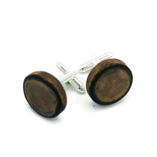 Handmade Ceramic Gold Cufflinks For Men, Porcelain 9th Anniversary Gift For Husband, Dad Fathers Day Gift Idea, Best Birthday Gifts For Him - Ceramica Ana Rafael