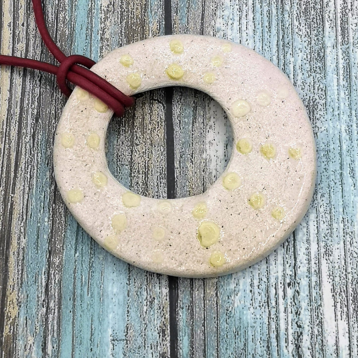 Ceramic Charms For Jewelry making, Geometric Pendant, Circle Shape Clay Pendant For Necklace, Handmade Large Donut Pendant, Clay charms - Ceramica Ana Rafael